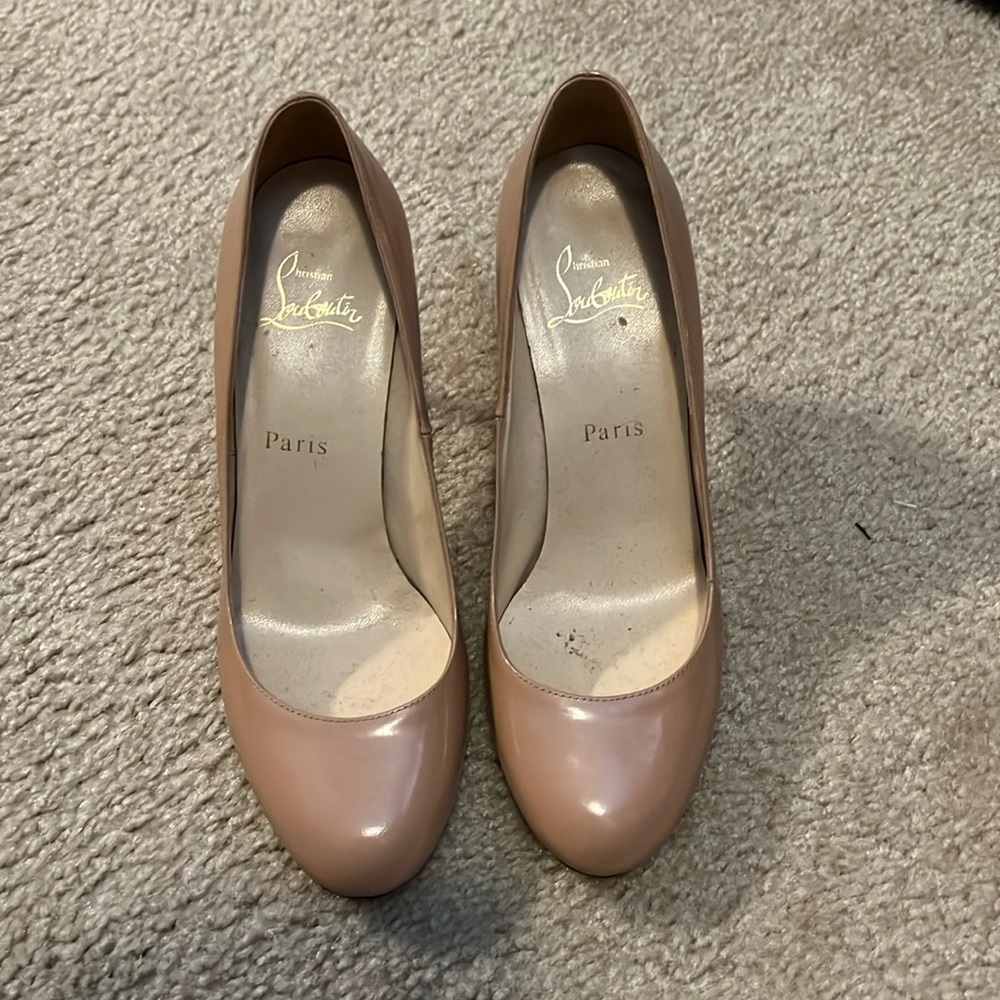 Authentic Christian Louboutin heel almond toe heels size 38 85-90mm heel
